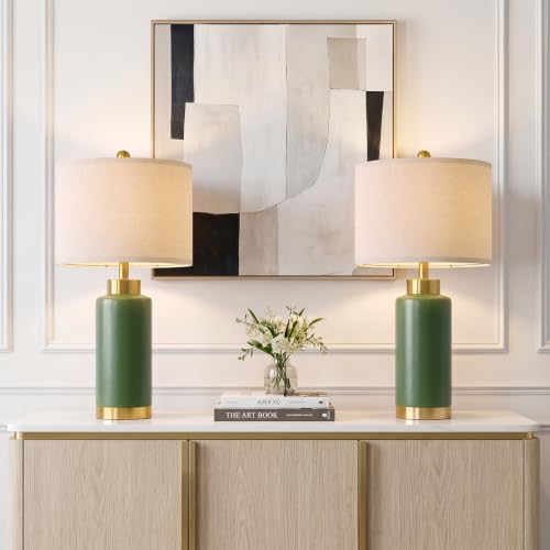 USumkky 25'' Ceramic Table Lamps Set of 2 for Bedroom Living Room Green - color: 25" Green-2 Pack