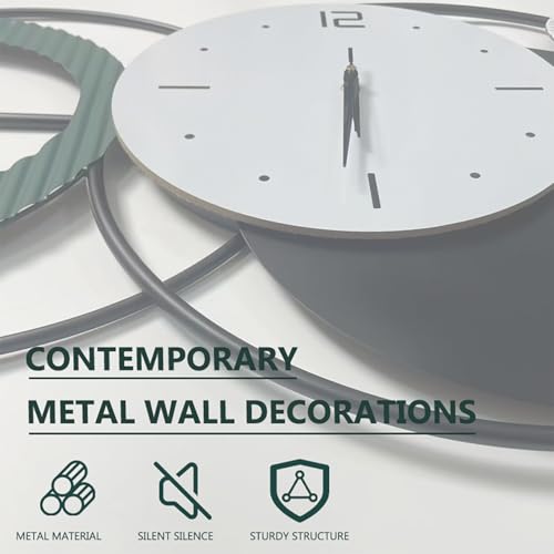 59"Oversized Wall Clock for Living Room,Large Modern Metal Wall Art - color: Green and Black