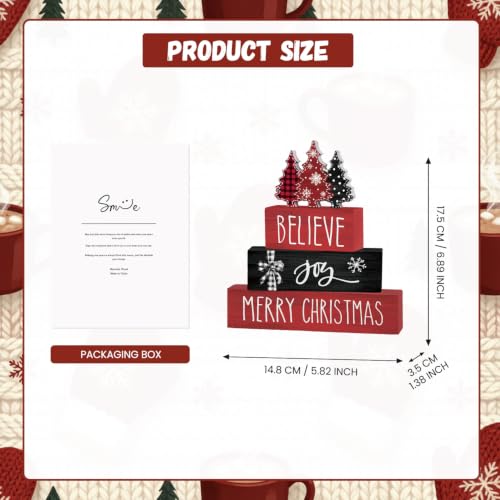 Smile 4 Pcs Merry Christmas Signs, Wooden Tabletop Decor - style: Christmas Tree