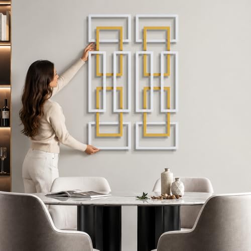 JFUJFU Minimalist Geometric Metal Wall Art Set of 2 for Home & Office - color: Silver