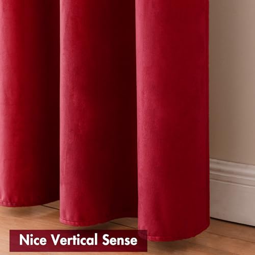 MIULEE Red Blackout Velvet Curtains Drapes 63 Inch Long 52"x63" Bedroom - color: Red, size: 52"W x 63"L (Pack of 2)