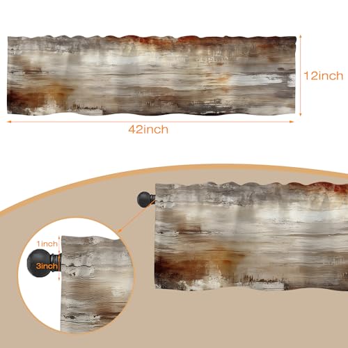 Abstract Wooden Planks Texture Semi Sheer Valances - 42"x12" for Kitchen Bedroom Windows - color: Abstract Wooden Planks Texture, size: 12"W x 42"L (Pack of 1)