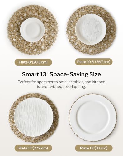 Round Bohemian Woven Paper Placemats Set of 6, Coffee - color: Coffee, size: Set of 6