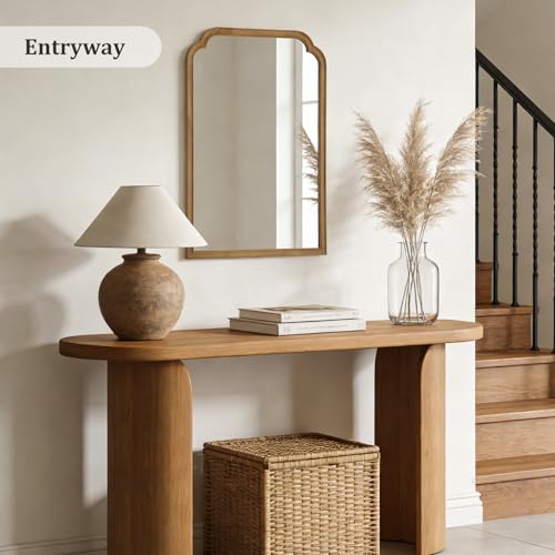 WallBeyond 24" x 36" Natural Wood Mirror for Wall Mounted, Rustic Wood Frame Wall Mirrors Decorative for Living Room or Bathroom Mirror (Natural Color) - color: Natural B, size: 36"L x 24"W