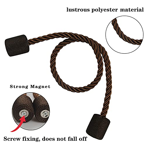 Magnetic Curtain Tiebacks Holdbacks Decorative Tie Backs for Windows Porlau - color: Coffee