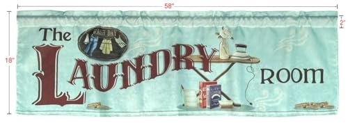 Laundry Room Rod Pocket Valance 58 x 18 Inches - color: Laundry, size: 58"W x 18"L (Pack of 1)
