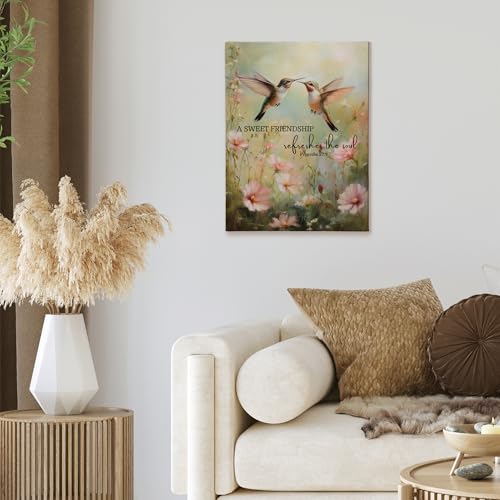 XINCEYWJ Hummingbird Floral Wall Art, Christian Friendship Wall Decor, Religious Bible Verse Canvas Art Prints Framed, Bird Scripture Pictures Wall Decorations for Home Bedroom Living Room, 11x14 in - color: christian bird-6