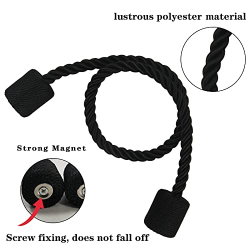 Magnetic Curtain Tiebacks Holdbacks Decorative Tie Backs for Windows Porlau - color: Black