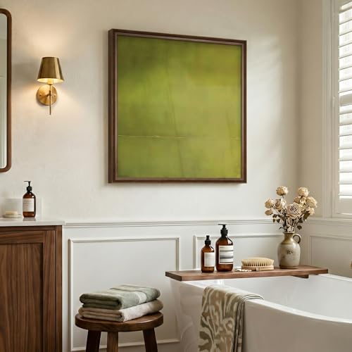 Vintage Framed Green Abstract Wall Art for Living Room Decor, 24x24 In - color: Green-B, size: 24"L x 24"W