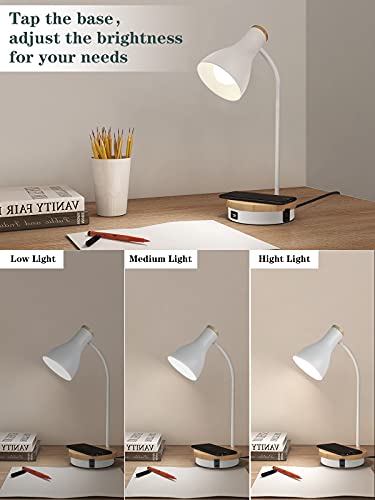 LALISU Metal Desk Lamp Wireless Charging Table Lamp Touch Reading Lights - color: White
