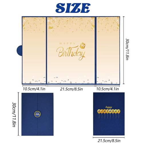 Crenics Blue and Gold Birthday Guest Signature Book Alternative 18" x 12" - color: Blue and Gold