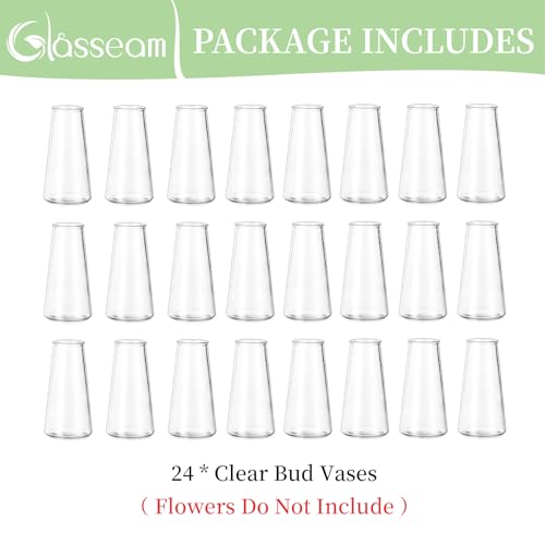 Glasseam Clear Bud vases in Bulk 24, Glass Flower Vases for Centerpieces - size: Clear-24pcs