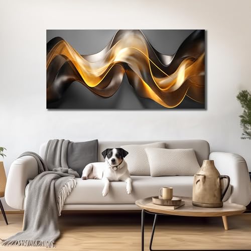 Ouzzlie Abstract Wall Art Gold Art for Office - color: Grayish gold, size: 59"L x 29"W