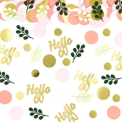 300PC 60TH Birthday Confetti for Table Pink and Sage Green Happy 60TH Birthday Decorations for Woman Dots Hello 60 Confetti Scatters Sixty Party Decor Supplies - style: Pink Hello 60 Confetti