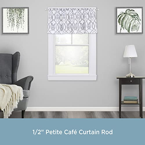 Kenney KN55970 Davenport Ball End Petite Café Decorative Window Curtain Rod, 28-48" Adjustable Length, Brushed Nickel Finish, 1/2" Diameter Steel Tube - color: Brushed Nickel, size: 28-48", style: Curtain Rod