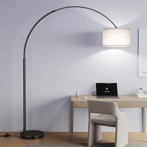 SUNMORY 82" Tall Arc Floor Lamp for Living Room, Large Standing Arched Lamp - color: Black