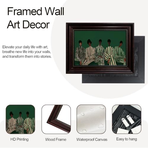 Dark Brown Framed African American Woman Canvas Wall Art 12x16 in - color: 5Green Abstract Woman, size: 16"L x 12"W