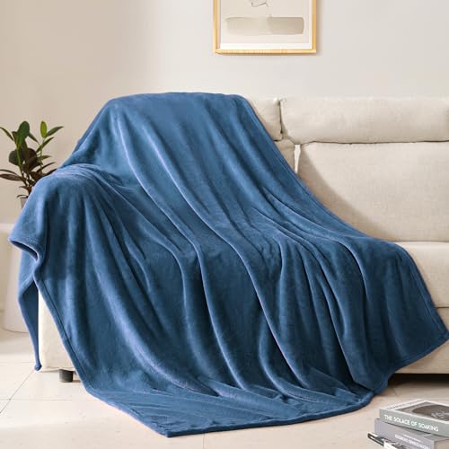 BEAUTEX Fleece Throw Blanket for Couch Sofa Bed Soft Fuzzy Plush - color: Dusty Blue, size: Throw