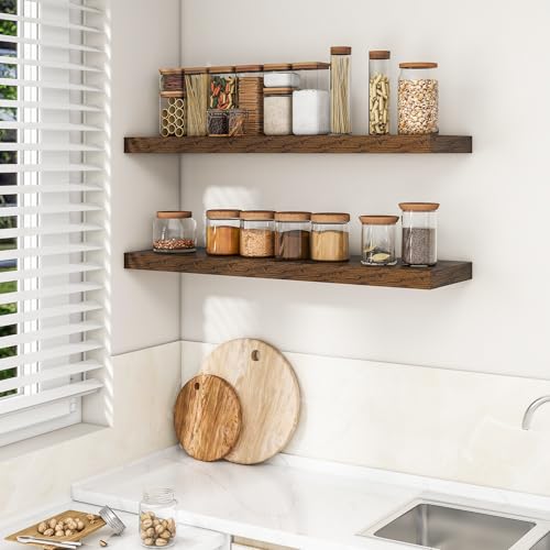 RICHFOCUS Long Floating Shelves for Wall 1Pack|Rustic Brown|40" Lx8 D - color: Rustic Brown, size: 39.4"L x 8"D, Set of 1