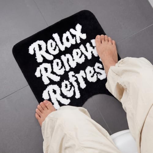 U Shaped Toilet Rug Washable Cute Bath Mat 24x20,Relax Renew Refresh - style: Relax Renew Refresh