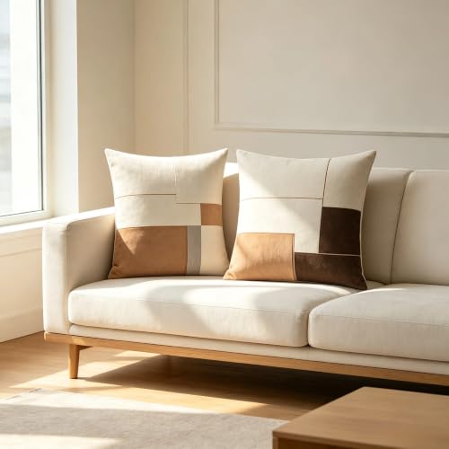 Neutral Geometric Color Block Throw Pillow Covers 18x18 Inch Set of 2 - color: A20009, size: 18" x 18" (Pack of 2)