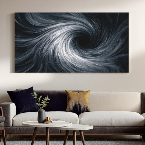 YISXINOAG Black White Abstract Wall Art Modern Spiral Painting 29"X58" - color: black white, size: 58"L x 29"W