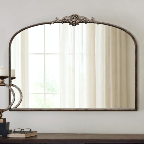 Besdomus Vintage Arched Black Mirror: 40"x29" Large Arch Antique Decorative - color: Black Gold, size: 29"L x 40"W