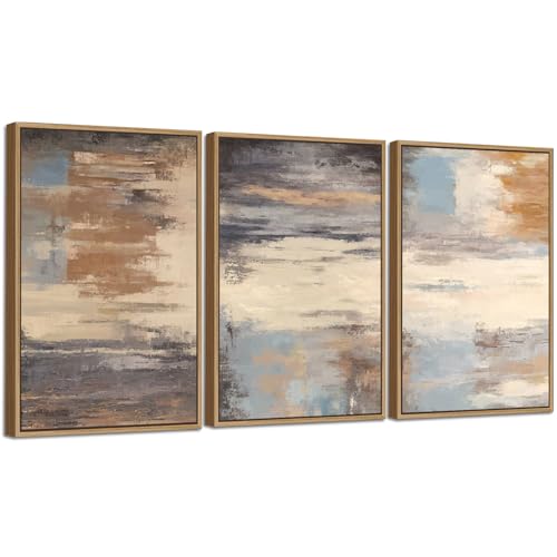 Large Framed Canvas Wall Art, Abstract Colorful Painting Picture, 16"X24"X3 - color: Sepia, size: 16" X 24" X 3pieces Framed