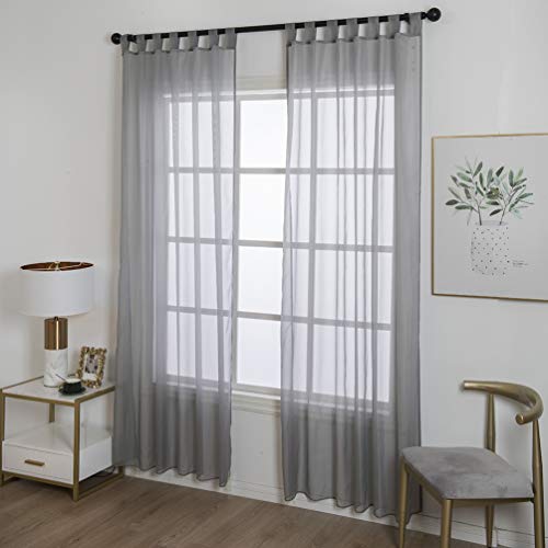1 PCS Tab Top Semi Sheer Curtain, Silver Gray, 96H x 55W in - color: Silver Gray, size: 55"W x 96"L (Pack of 1)
