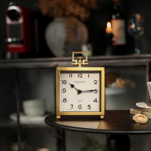 NIKKY HOME Small Gold Table Clock, Silent Classic Decorative Desk Clocks - size: Small