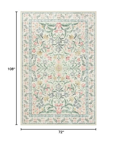 Lahome Boho Beige Rugs for Living Room 6x9, Washable Kids Rugs for Bedroom Girls, Farmhouse Soft Baby Carpet for Nursery, Non-Slip Carpet for Dining Room Playroom, Beige - color: Beige, size: 6' x 9' (Rectangular)