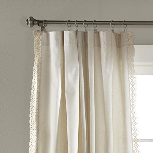 Lush Decor Rosalie Light Filtering Window Curtain Panels, Pair, 54" W x 95" L, Ivory - Lace Curtains for Living Room - Vintage - Cottage Core Decor - color: Ivory, size: 54"W x 95"L (Pack of 2), style: Window Panel