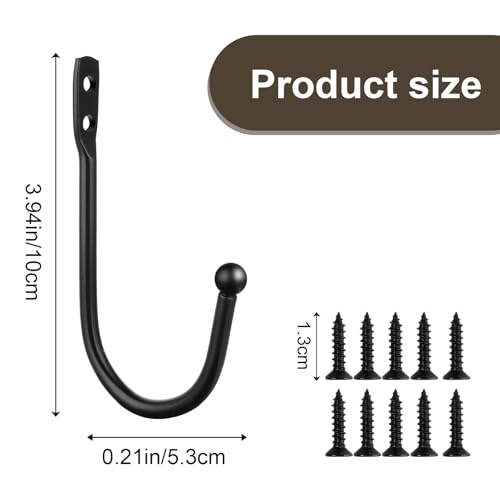 8 Pcs Curtain Holdbacks, Curtain Tiebacks, Curtains Wall Hooks, Black Curtains Tie Backs Decorative, U Shaped Pull Back, Metal Decorative Hooks Holdbacks, Vintage Rustic Style Decor with Screws