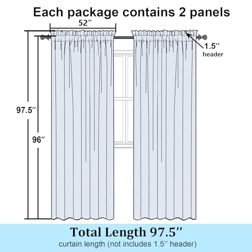 Simplebrand Semi Sheer Black Curtains 96 Inches Long 2 Panels, Light Filtering Geometric Jacquard Clip Textured Sheer Curtains for Living Roon,Modern Elegant Window Curtains Drapes,52x96 inch - color: Black, size: 52"W x 96"L (Pack of 2)