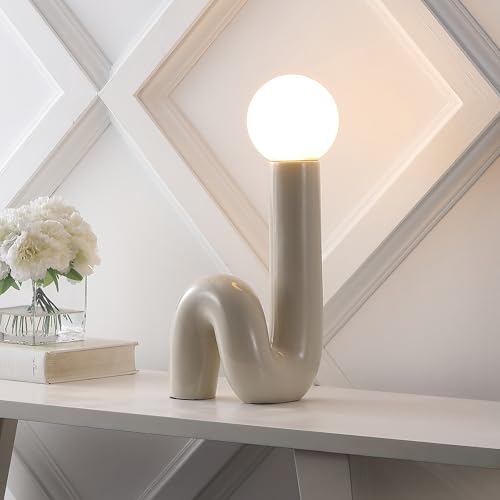 JONATHAN Y Katya 18" Scandinavian Ceramic Spiral Lamp, Light Gray - color: Light Gray