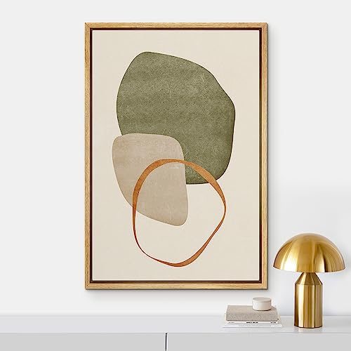 IDEA4WALL Framed Canvas Print Wall Art Retro Gold Sage Green Gray Geometric Color Blocks Abstract Shapes Illustrations Modern Art Decorative Minimalist Multicolor for Bedroom - 24"x36" Natural - color: A10-2306-irs16, size: 36"L x 24"W