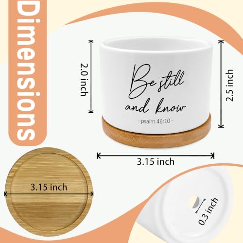 Christian Bible Verse Plant Pots, Be Still and Know Religious Scripture Ceramic Succulent Flower Planters(No Plants) - color: Psalms D