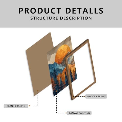 Mountain Wall Art Set of 3 Framed, Abstract Landscape Canvas Print - color: Rainbow Mountain, size: 16x24 Inches