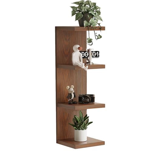 LitaEther 4 Tiered Wood Wall Shelf Units,Lack Floating Shelves,Rustic Bookshelf for Home, Bedroom, Living Room - color: Solid Wood, size: 4 Tier