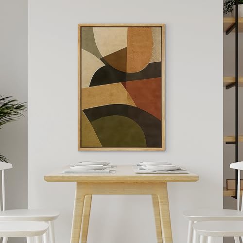 wall26 Framed Canvas Print Wall Art Colorful Geometric Abstract Warm Earth Tones Fine Art Decorative Farmhouse/Country Relax/Calm/Cozy Multicolor Zen for Bedroom - 16"x24" Natural - color: A37-2508-rya05, size: 24"L x 16"W