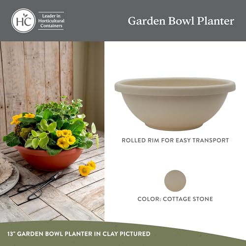 The HC Companies Garden Bowl Shallow Garden Bowl, 15.5 Inch, 2-Pack - color: Cottage Stone, size: 15.5", style: Pack of 2