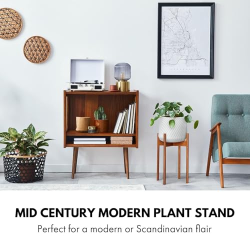 Fox & Fern Mid Century Plant Stands for Indoor Planters, Acacia, 10 Inch - color: Dark Brown, size: 10 Inch