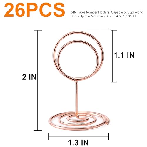 Table Number Holders, 26PCS Place Card Holder, Photo Holder (2" Rose Gold) - color: Rose Gold, size: Small