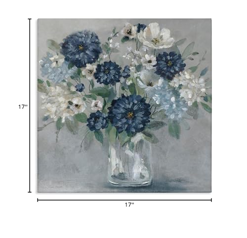 Stupell Industries Blue Mums Bouquet Floral, 17 x 17 Inch Canvas Wall Art - color: Blue Mums Bouquet, size: 17"L x 17"W