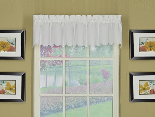 Today's Curtain, Orleans Scallop Curtain, White Valance, 60" W x 12" L, White - color: White, size: 60"W x 12"L (Pack of 1)