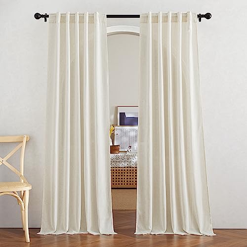 NICETOWN Natural Linen Curtains 80 inches Long 2 Panels Set, Rod Pocket & Back Tab Thick Doorway Curtains Privacy Assured with Light Filtering for Bedroom/Living Room, W42 x L80 - color: Natural, size: 42"W x 80"L (Pack of 2)