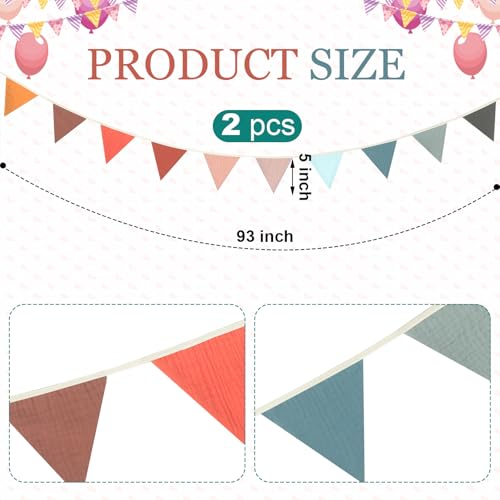 Oudain 2 Pcs Pennant Banner Flags Nursery Garland Triangle, Mixed Color - color: Mixed Color