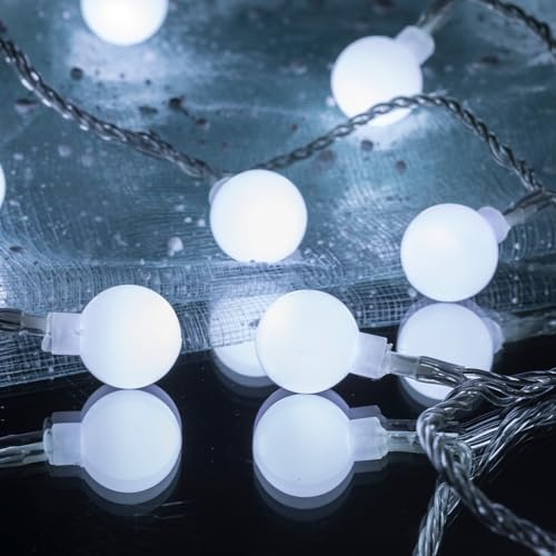 Ogrmar 49FT 100 LED Globe Ball String Lights 8 Modes with Remote White - color: White