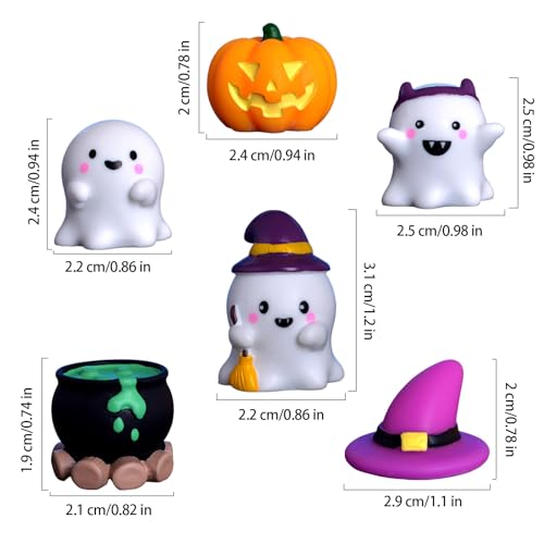 Set of 6 Halloween Figurines, Charming Ghost Decorations and Pumpkin Decorations for Halloween Party Decorations and Table Settings