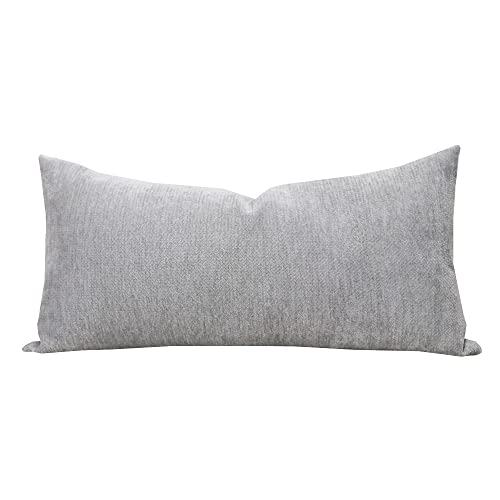 Slow Cow Chenille Lumbar Throw Pillow Cover 12 x 24 Inches Grey - color: D-chenille Grey, size: 24" x 12" (Pack of 1)